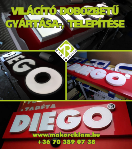 3D világító betű, plasztikus betű, reklám betű Debrecen